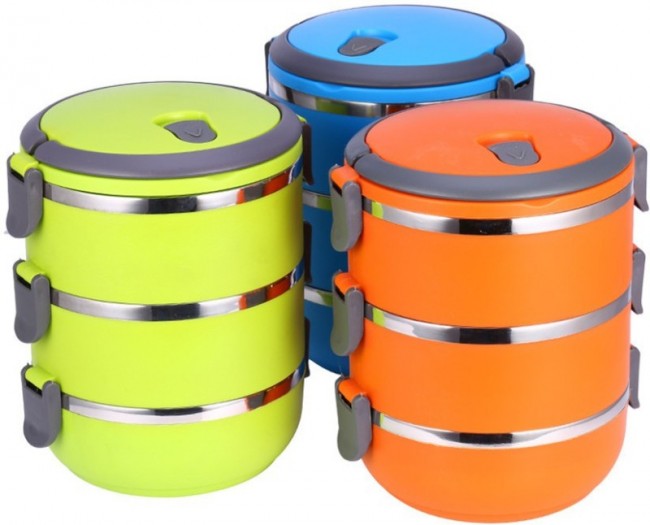 Ланч-бокс Hengli, 0,7л, 1 секция, круглый, пищ. пластик/нерж. сталь,.(16117-4/6213-09)