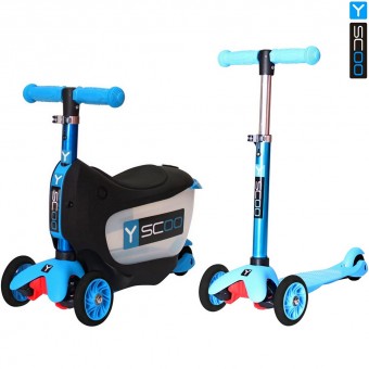 Каталка-самокат 3 в 1 Y-Scoo Mini Jump&Go aqua