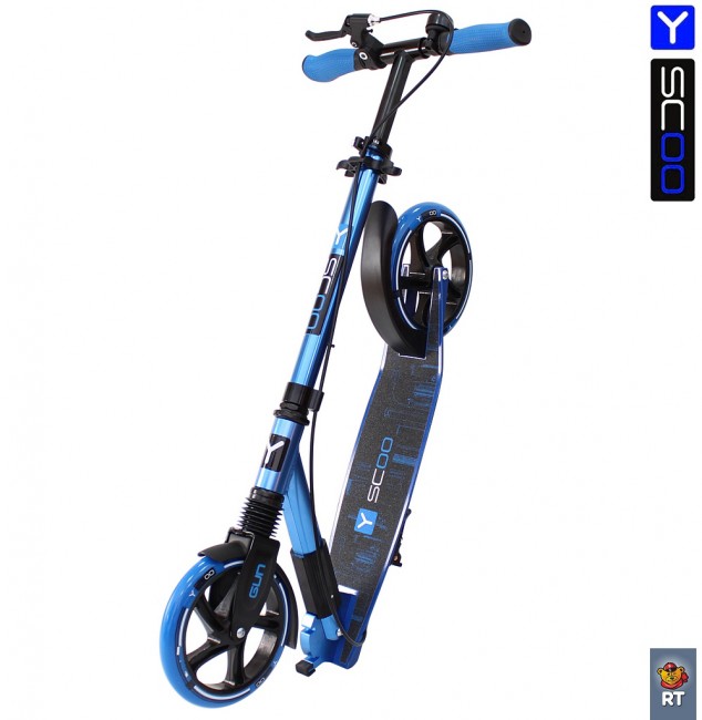 Самокат Y-Scoo RT 205 GUN с ручным тормозом blue