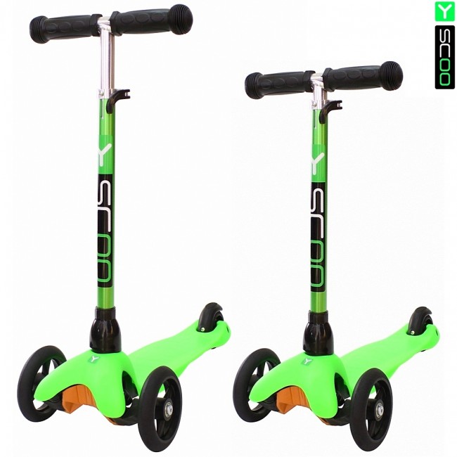 Самокат 3-х кол. Y-Scoo Mini Glam Metallic RT green