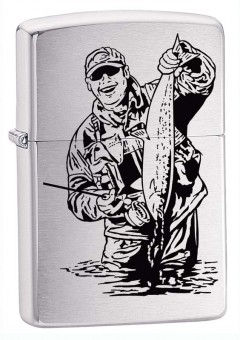 Зажигалка Zippo Рыбак, с покрытием Brushed Chrome, латунь/сталь, серебристая, матовая, 36x12x56 мм Зажигалка Zippo Рыбак, с покрытием Brushed Chrome, латунь/сталь, серебристая, матовая, 36x12x56 мм