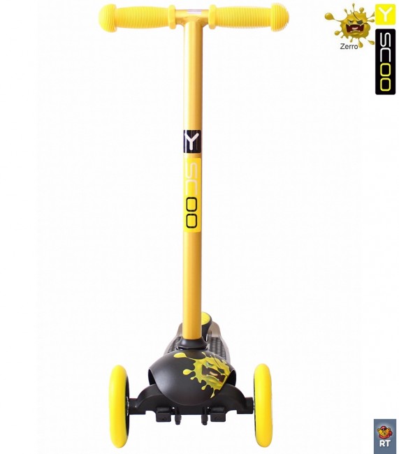 Самокат 3-х кол. Y-Scoo RT Trio Diamond 120 Monsters 1 высота с блокировкой колес yellow Zerro
