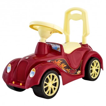 Каталка машинка Ретро с клаксоном бордовая