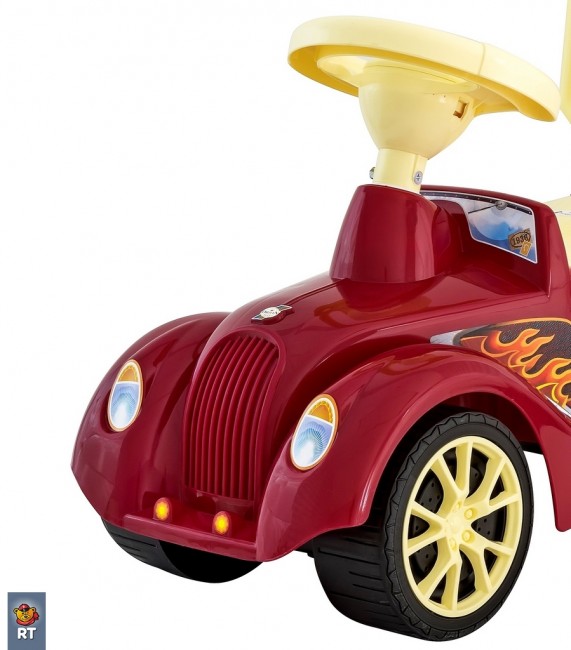 Каталка машинка Ретро с клаксоном бордовая
