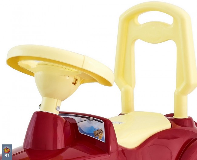 Каталка машинка Ретро с клаксоном бордовая