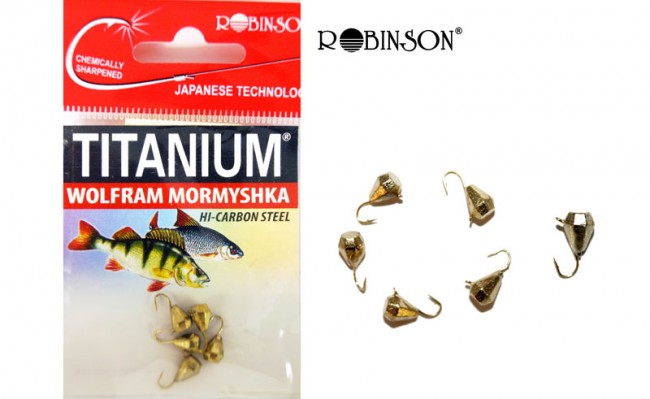 Мормышка Robinson вольфрам. Titanium 12г, капля с ушком гран 1,2г, золото(5шт/уп) (40-MW-212-GD) Польша