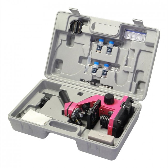 Микроскоп Микромед «Эврика» 40х–400х, фуксия, в кейсе Микроскоп Микромед «Эврика» 40х–400х, фуксия, в кейсе