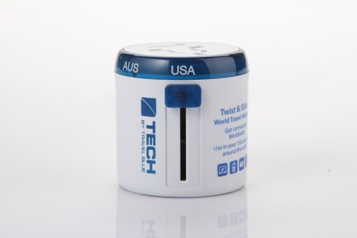 Универсальный адаптер-переходник Travel Blue Sliding Adaptor, цвет белый/синий