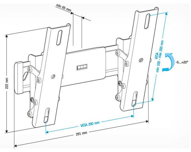 Кронштейн для телевизора Holder LCD-T2611 черный 22"-47" макс. 30кг настенный наклон