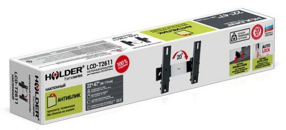 Кронштейн для телевизора Holder LCD-T2611 черный 22"-47" макс. 30кг настенный наклон