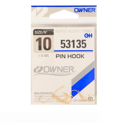 Крючки Owner 53135 PIN Hook Gold №4, золото (10пак./уп.) (7шт./пак.)