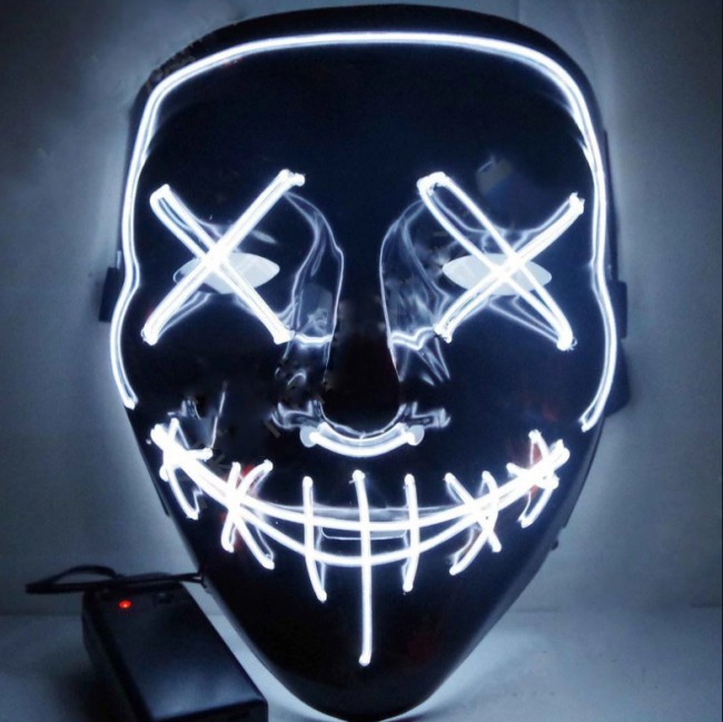 Неоновая маска «Судная ночь» (белая) Неоновая маска «Судная ночь» (белая)