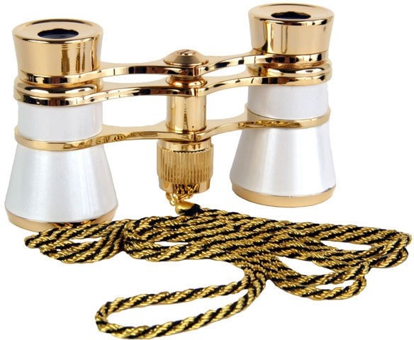 Бинокль театральный Veber Opera БГЦ 3x25, бело-золотистый, с цепочкой Бинокль театральный Veber Opera БГЦ 3x25, бело-золотистый, с цепочкой