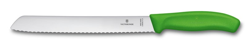 Нож для хлеба Victorinox SwissClassic, лезвие 21 см с серейторной заточкой, зелёный, в блистере Нож для хлеба Victorinox SwissClassic, лезвие 21 см с серейторной заточкой, зелёный, в блистере