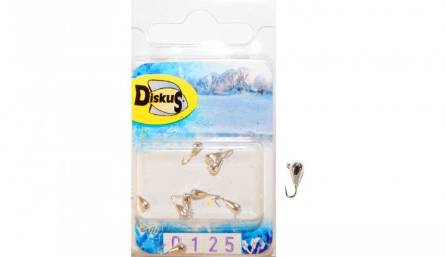 Мормышка вольфрамовая Diskus Капля с ушком d2,5 мм., вес 0,28гр., серебро (10 шт/уп)