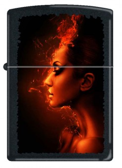 Зажигалка Zippo Девушка-огонь, с покрытием Black Matte, латунь/сталь, чёрная, матовая, 36x12x56 мм Зажигалка Zippo Девушка-огонь, с покрытием Black Matte, латунь/сталь, чёрная, матовая, 36x12x56 мм