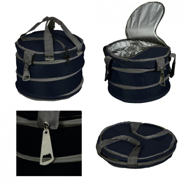 Термосумка Checkpoint, 20л, круглая d-30см, h-22см, складная, с открывалкой, цв. черный   (A2177)