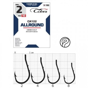 Крючки Cobra Allround сер. CA122 №2 (10 шт./пак.) (10 пак./уп.) (Korea) Крючки Cobra Allround сер. CA122 №2 (10 шт./пак.) (10 пак./уп.) (Korea)