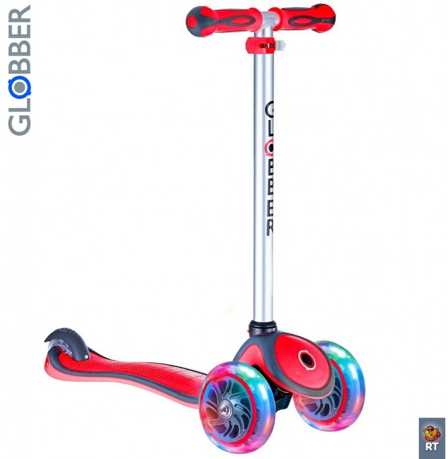442-102 Самокат Globber Primo Plus с 3 светящимися колесами Red
