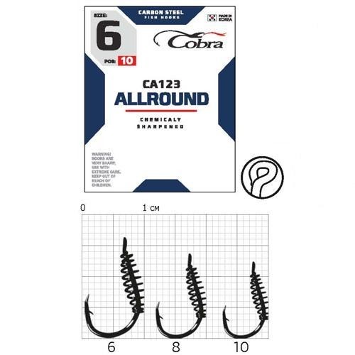 Крючки Cobra Allround сер. CA123 №10 (10 шт./пак.) (10 пак./уп.) (Korea)