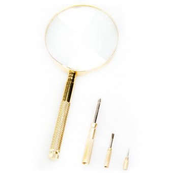 Лупа на ручке Veber 2,5x, 100 мм, с набором отверток Лупа на ручке Veber 2,5x, 100 мм, с набором отверток