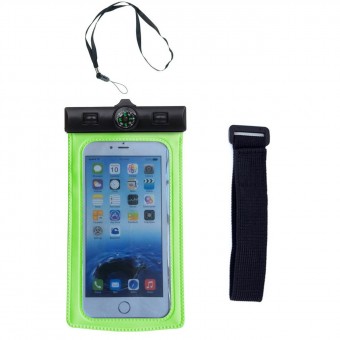 Чехол водонепрон., (20*10 см.) универ., средн., с компасом, со шнурком, с липучкой на руку(для моб. тел.),