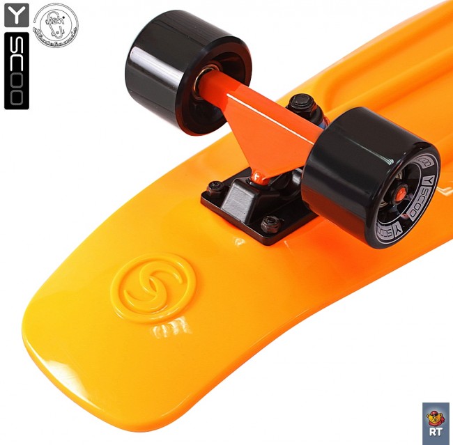 402-O Скейтборд Y-Scoo Big Fishskateboard 27&quot; винил 68,6х19 с сумкой Orange/black