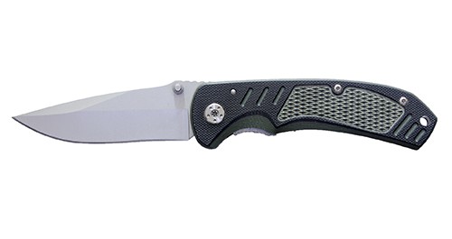 Нож складной Stinger, 85 мм (серебр.), рукоять: сталь/пластик (зелено-черный), с клипом, короб. картон Нож складной Stinger, 85 мм (серебр.), рукоять: сталь/пластик (зелено-черный), с клипом, короб. картон