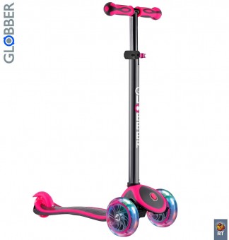 442-132 Самокат Globber Primo Plus Titanium с 3 светящимися колесами Neon Pink