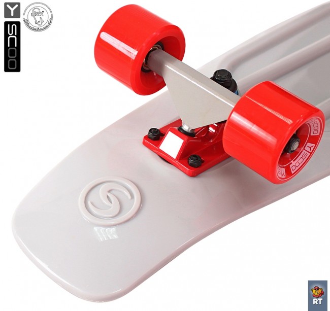 402-Gr Скейтборд Y-Scoo Big Fishskateboard 27&quot; винил 68,6х19 с сумкой Grey/red