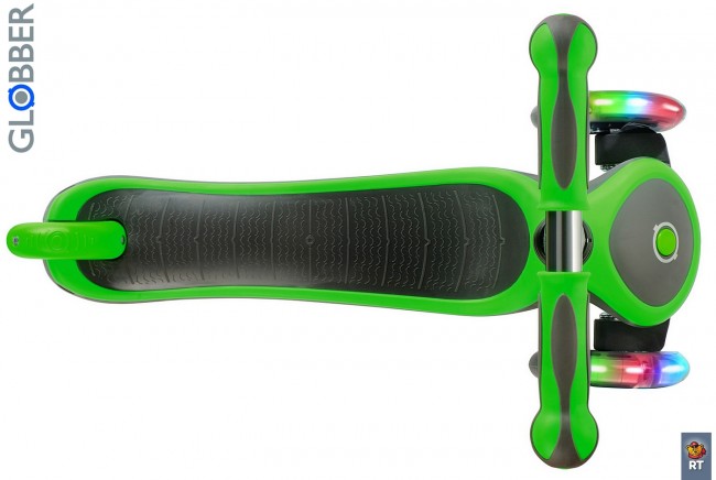 454-136 Самокат Globber EVO 4 in 1 Plus c подножками, с 3 светящимися колесами Green