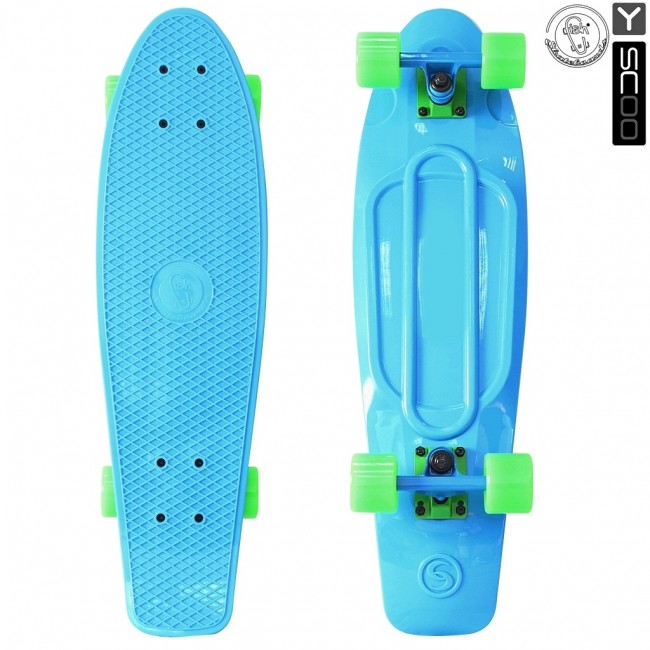 402-B Скейтборд Y-Scoo Big Fishskateboard 27&quot; винил 68,6х19 с сумкой Blue/green
