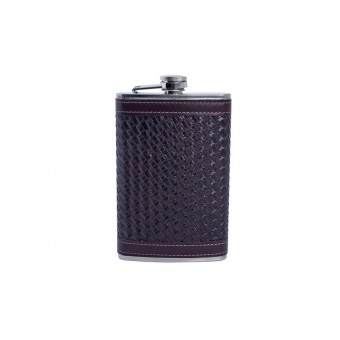Фляжка 9 OZ   (270г)   нерж. сталь, с кожаной отделкой, цвет коричневый ( BPC-10) Фляжка 9 OZ   (270г)   нерж. сталь, с кожаной отделкой, цвет коричневый ( BPC-10)