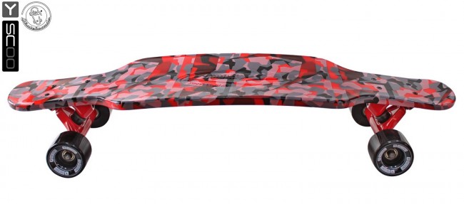 408-Ch Скейтборд Y-Scoo Longboard Shark TIR 31&quot; пластик 79х22 с сумкой Chaos RED/black