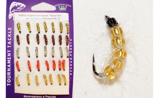 Набор подвесных мушек Glass, ручной работы, кр. Hayabusa (35шт/уп)