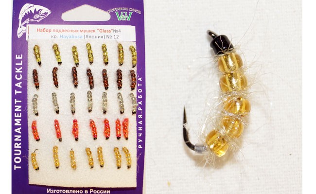Набор подвесных мушек Glass, ручной работы, кр. Hayabusa (35шт/уп)