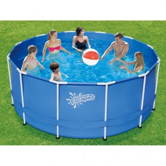 Бассейн на опорах 366х132 см (лестница, подстилка, тент)