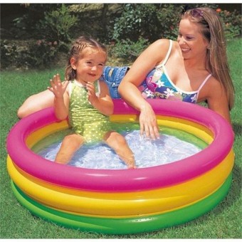 Бассейн 3 кольца с надувным дном 61х22см, 1-3 года Бассейн 3 кольца с надувным дном 61х22см, 1-3 года