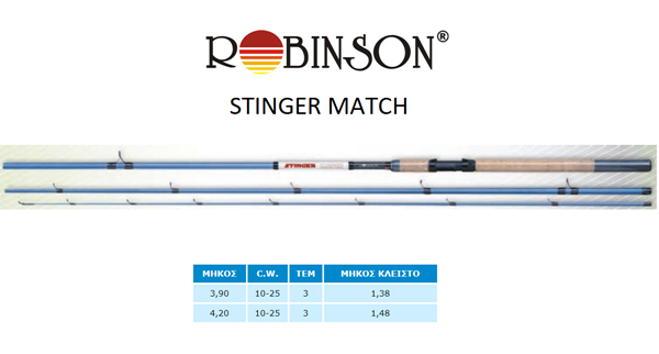 Удилище  Robinson Stinger Match 3,9 м. - (10-25гр) Польша 11G-MA-390 Удилище  Robinson Stinger Match 3,9 м. - (10-25гр) Польша 11G-MA-390