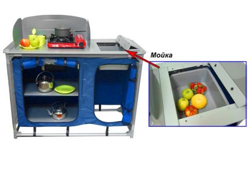 Стол-кухня Kutbert раскл., 120*55*85см., алюминий, сталь, МДФ, 600D Polyester, БЕЗ Тазика ДЛЯ Раковины!