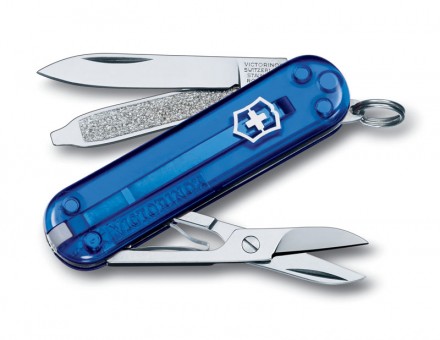 Нож-брелок Victorinox Classic SD, 58 мм, 7 функций, полупрозрачный синий Нож-брелок Victorinox Classic SD, 58 мм, 7 функций, полупрозрачный синий