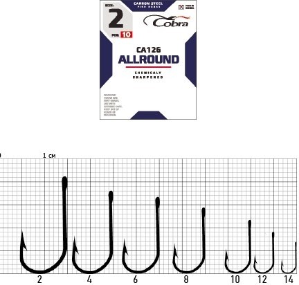 Крючки Cobra Allround сер. CA126 №14 (10 шт./пак.) (10 пак./уп.) (Korea)