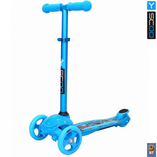 Самокат 3-х кол. Y-Scoo RT Trio Diamond 120 Kaleidoscope светящаяся платформа blue