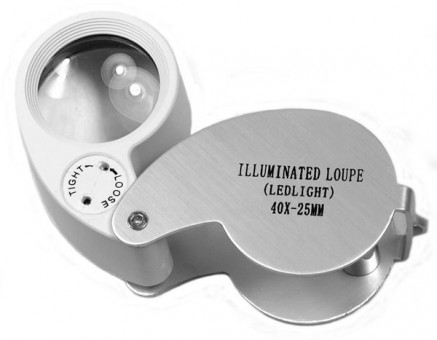 Лупа Kromatech ювелирная 40х, 25 мм, с подсветкой (2 LED) MG21011 Лупа Kromatech ювелирная 40х, 25 мм, с подсветкой (2 LED) MG21011