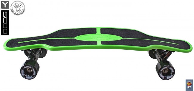 408-G Скейтборд Y-Scoo Longboard Shark TIR 31&quot; пластик 79х22 с сумкой Green/black
