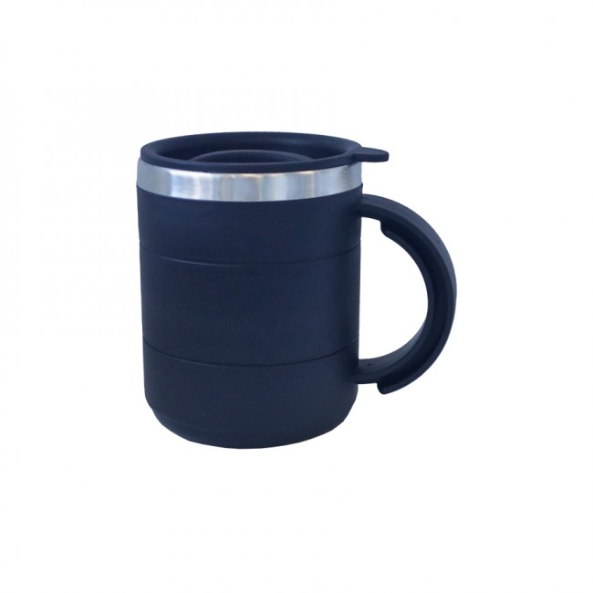 Термокружка, пластик, с крышкой, с поильником, 400мл., цв. черный (078-В)