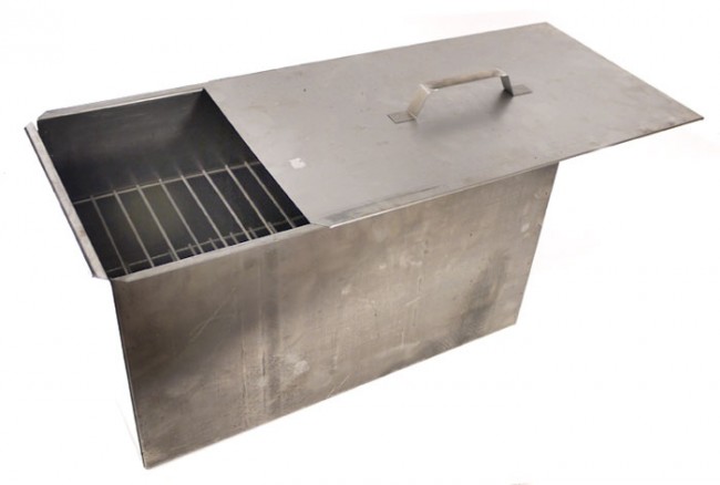 Коптильня Универсал глубокая 48*28*27 см для улучш. копчения, двухърусн., с поддоном (сталь 1,0мм).