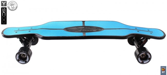 408-B Скейтборд Y-Scoo Longboard Shark TIR 31&quot; пластик 79х22 с сумкой Blue/black