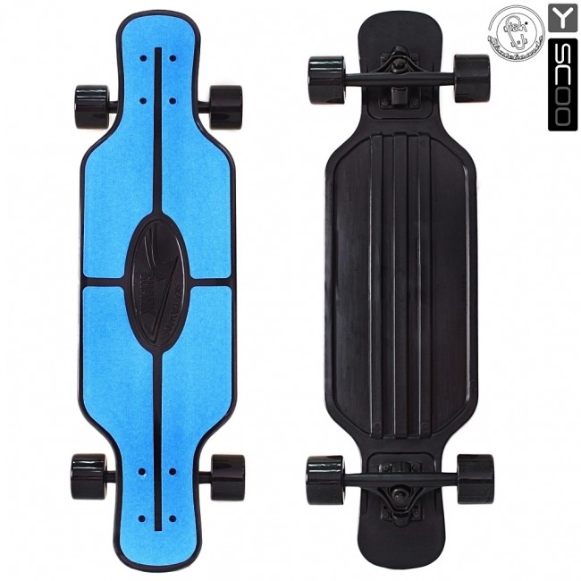 408-B Скейтборд Y-Scoo Longboard Shark TIR 31&quot; пластик 79х22 с сумкой Blue/black