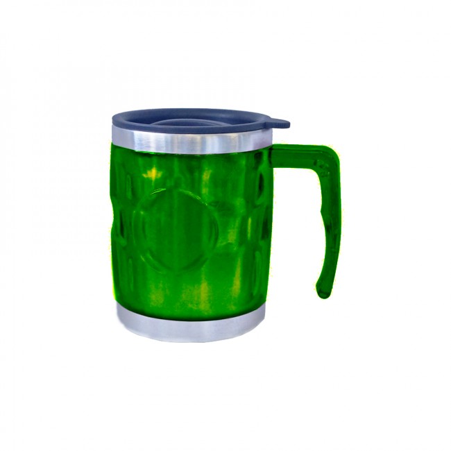 Термокружка, пластик, с крышкой, с поильником, 400мл, цвет зеленый (078-А)